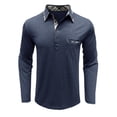 thumbnail image 2 of LTTVQM Mens 2026 Polo Shirts Lightweight Long Sleeve Casual Cotton T-Shirt Summer Button Golf Tee with Pocket Dark Blue XL, 2 of 4