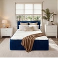 thumbnail image 4 of Ovios Full Size All-in-One Floor Bed in a Box, 16.7" Upholstered Compressed Foam Mattress with Headboard, No Assembly Required, Blue, 4 of 8