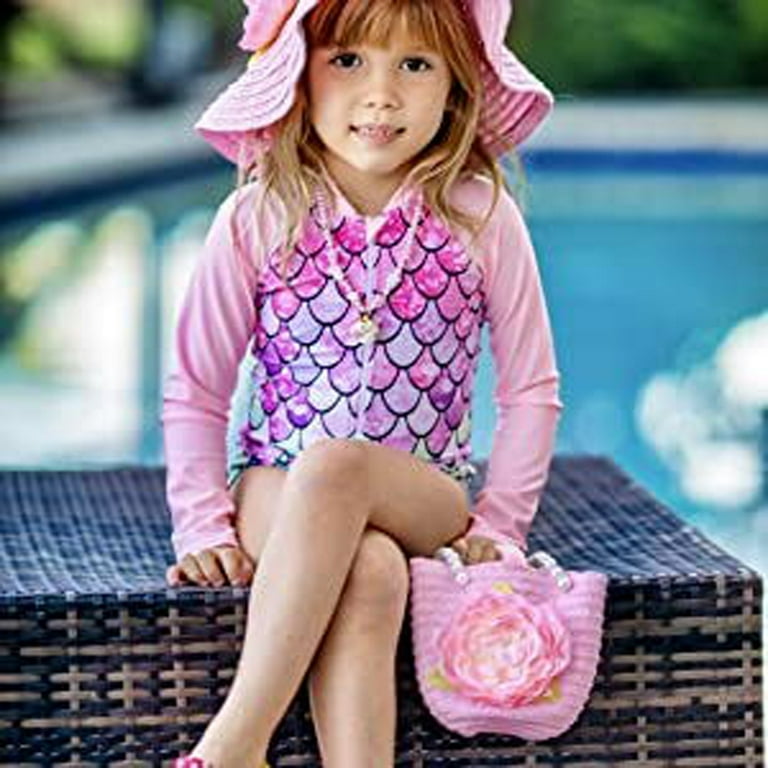 Gyratedream 2-12 Years Girls Mermaid Long Sleeve Rash Guard UPF 50
