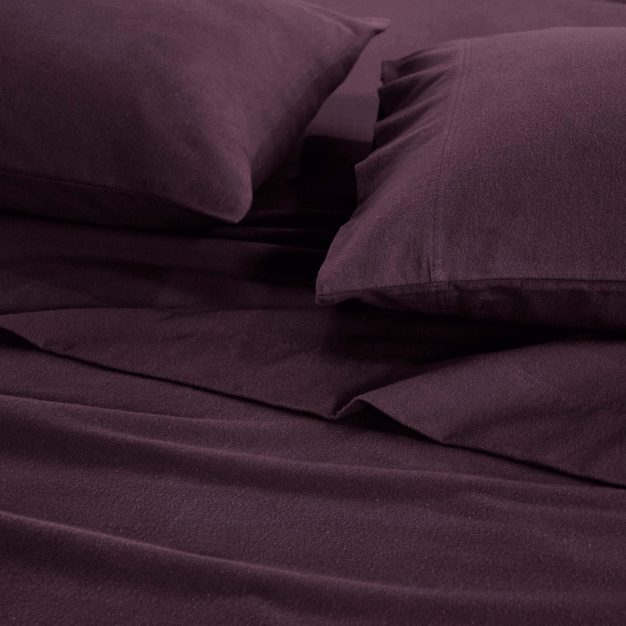 Superior Solid Flannel Cotton Bed Sheet Set , Soft Fitted Sheets, King, Purple