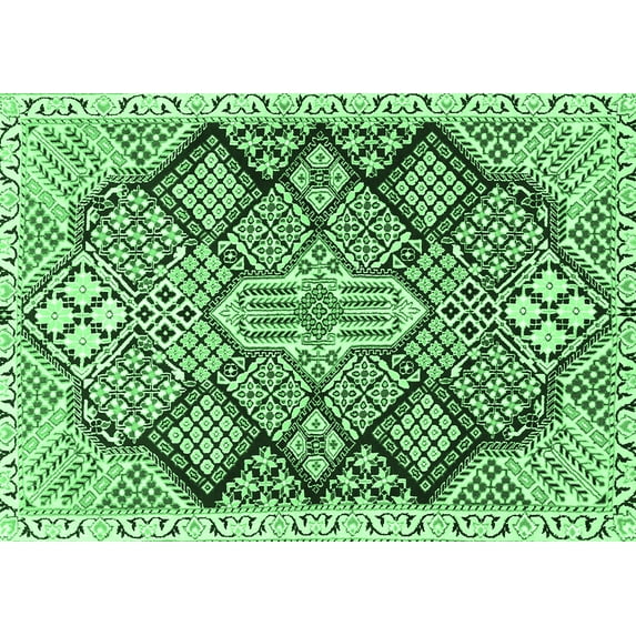 Ahgly Company Indoor Rectangle Persian Emerald Green Traditional Area Rugs, 4' x 6'