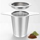 thumbnail image 1 of Infusor de té de malla micrométrica para té suelto, filtro de café con colador de té de malla extrafina con tapa de posavasos y asa de doble cara, acero inoxidable apto para uso alimentario, 1 of 4