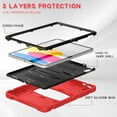 thumbnail image 4 of Elehold Hybrid  Heavy Duty Rugged  Case Compatible with iPad 10th Gen 10.9" (2022),Hard PC+Soft TPU with Built-in Hidden Kickstand Shockproof Double Protection Case Cover,Red, 4 of 9