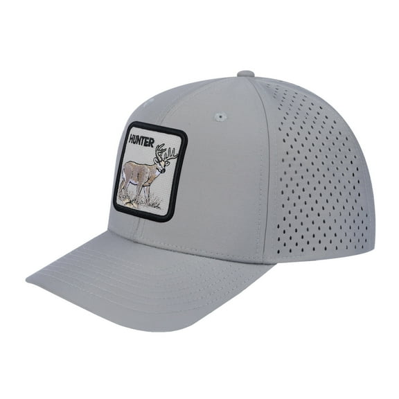 Unisex Embroidered The Hunter, 6-Panel Microfiber Laser hole Trucker Hat, Light Grey/Light Grey, Adjustable Fit