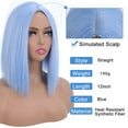 thumbnail image 7 of European Short Hair Wig for Women Light Blue Face Shaping Middle Parting 12in Short Straight Hair with Lanse Gradient Style, 7 of 7