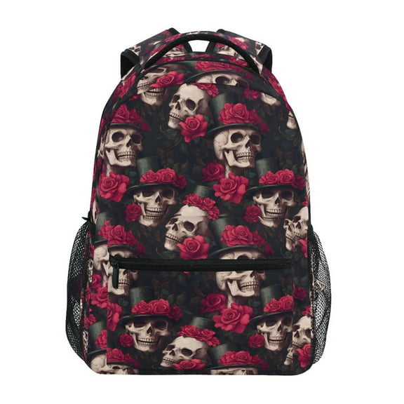 ALAZA Stylish Backpack Skull Roses Flower-p2 Elementary Bookbag Personalized Laptop School Bags Travel Daypack