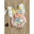 thumbnail image 3 of Genuiskids Baby Girl Easter Outfit Vintage Bunny Print Romper Onesie Ruffle Lace Halter Bubble Rompers Cute Bodysuit, 3 of 7
