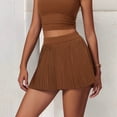 thumbnail image 5 of Women's High Waist Pleated Athletic Skort with Built-in Shorts- Small, Brown, 5 of 6