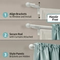 thumbnail image 3 of Zenna Home Smart Rods 18" - 48" Adjustable Wall Mount Café Window Curtain Rod, Easy Install, White, 3 of 7