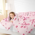 thumbnail image 3 of Manfei Dreamy Ribbon Bow Full Size Comforter Sets For Girl,Letter I Initial Lettering Bedding Sets,Pink Reversible,3-Piece, 3 of 7