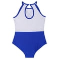 thumbnail image 5 of CHICTRY Kids Girls Sleeveless Striped One Piece Gymnastics Leotard Tumbling Bodysuits Dancewear Royal Blue 10, 5 of 6