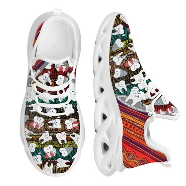 Zapatos planos con estampado de dibujos animados para mujer, zapatillas informales de malla transpirable,