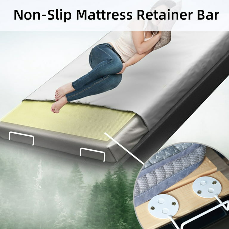 Mattress Slide Stopper, Non Slip Mattress Gripper for Metal Bed Frame,  Mattress Holder Retainer Bar to Keep Mattress Topper from Sliding (Black)