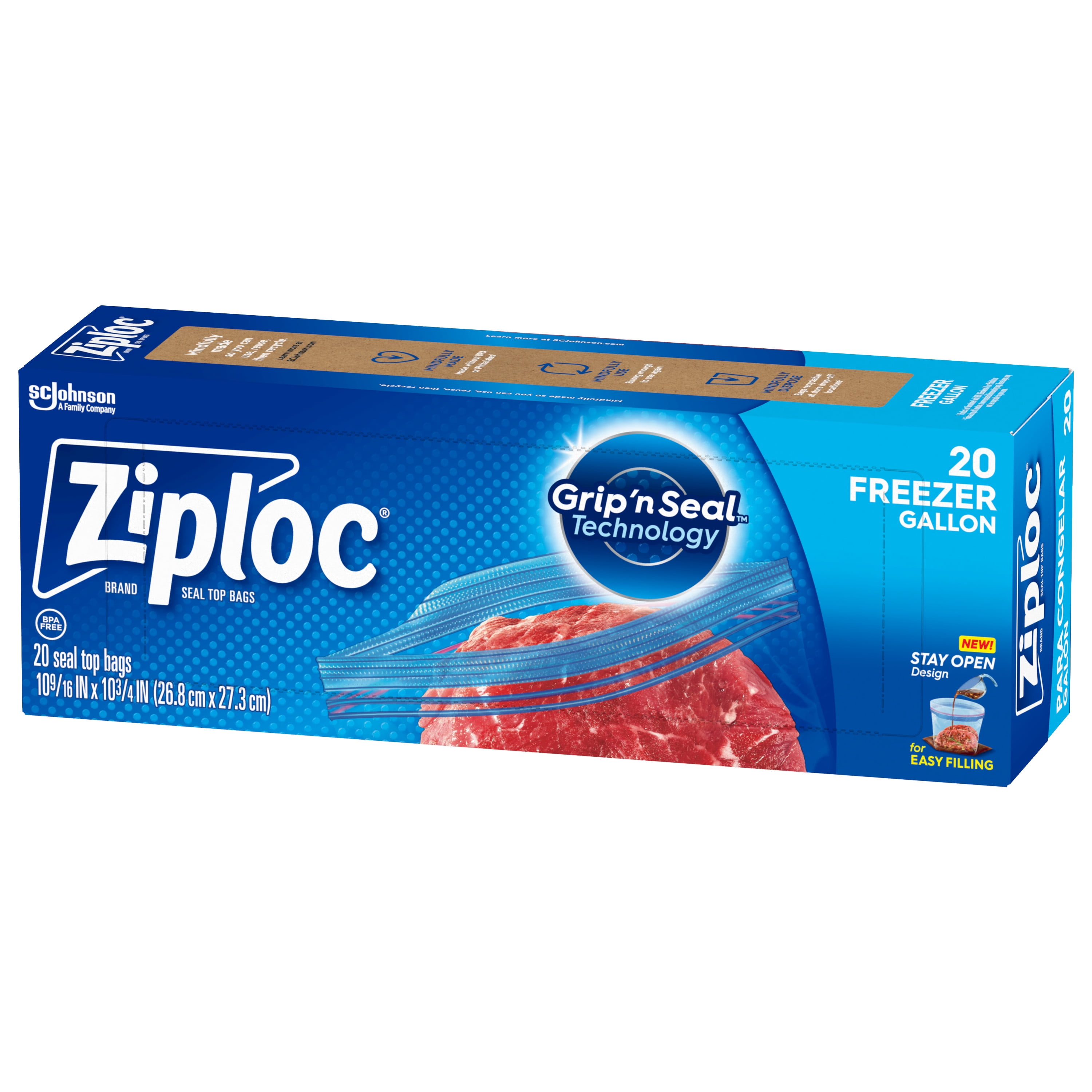Ziploc® Gallon Freezer Bags with Stay Open Design Mega Pack, 60 ct - Fry's  Food Stores