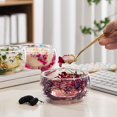 thumbnail image 3 of Queroig 300ml Glass Bowl Double Walled Borosilicate Glass Bowl with Dried Flowers Artistic Decorative Soup Dessert Serving Bowl, 3 of 6