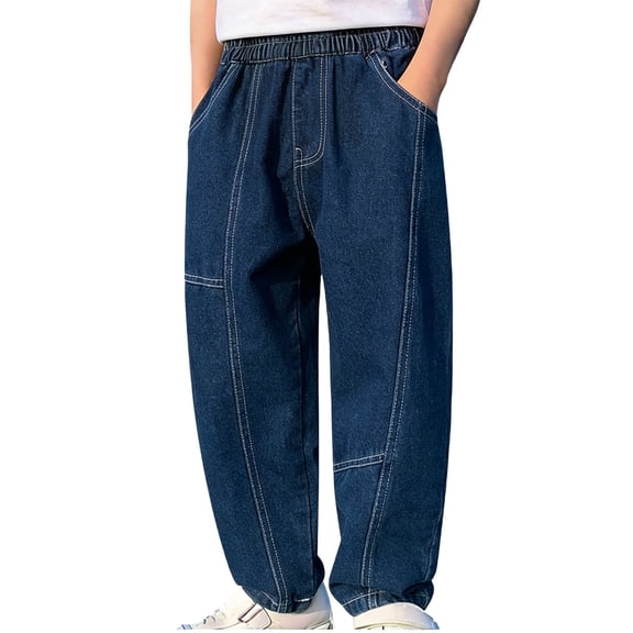 Favoffer Kids Jeans Solid Color Ripped High Waist Loose Fit Straight Wide Leg Denim Long Bottoms Casual Fashion Pants for Daily Outing Party Holiday Travel Outdoor Activity 2-12Y