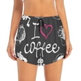 thumbnail image 2 of Picia I Love Coffee Pattern Women's 2 in 1 Athletic Running Shorts High Waisted Workout Casual Gym Sweat Shorts with Comfy Liner Zipper Pockets-Small, 2 of 9