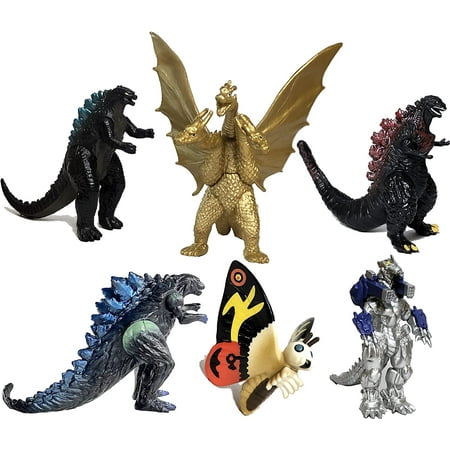 Godzilla Dinosaur Toys King of The Monsters Movable Joint Action Figures Mini Mothra Imago Shin Burning Heisei Mecha Ghidorah Kids Birthday Cake Toppers Pack, Travel Bag