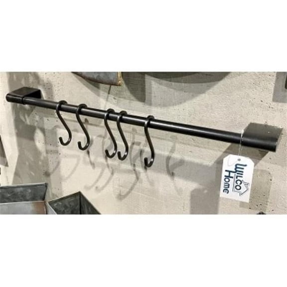 Metrotex Designs 64036 Maxim Wall Towel Bar with 5 Hooks, Steel Grey