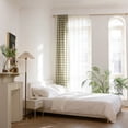 thumbnail image 4 of Linnome Rideau Tissé Style Rural Semi-Transparent pour Salon Chambre Balcon 62.99x55.12 Po Polyester Vert, 4 of 6