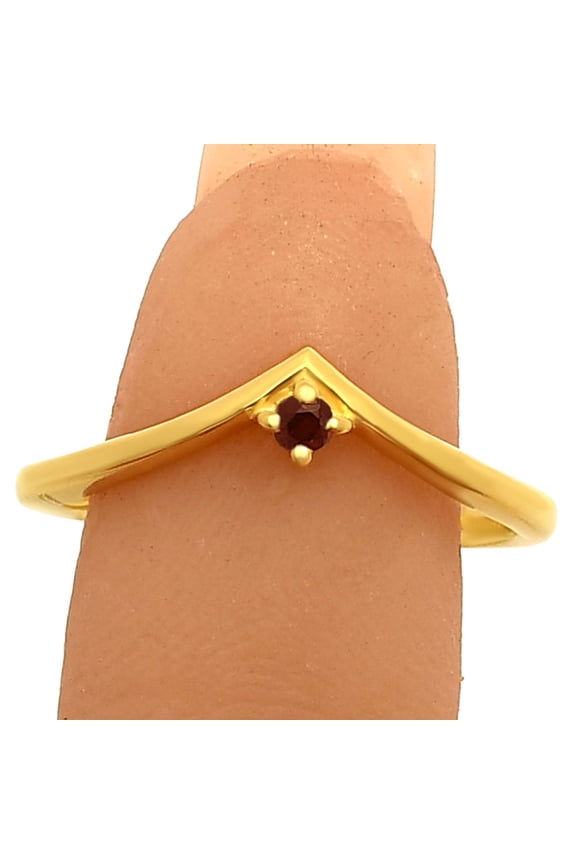 18K Gold Over Brass Natural Hessonite Garnet Ring s.7 Jewelry RM-1768 TGR1038_A_7