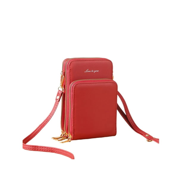 Fashnice Women Handbags Adjustable Straps Cell Phone Purse Zipper Small  Crossbody Bags Large Capacity Ladies Mini Multi-purpose Red 