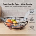 thumbnail image 4 of Fruit Basket,black Wire Basket with Acacia Wood Base,large Fruit Bowl for Countertop,black Baskets for Fruits, Breads, Vegetables Storage. (12-inch), 4 of 7