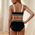 thumbnail image 7 of Efsteb Swimsuits for Women 2025 Two Piece Women's High Waisted Bikini Sets Sporty Two Piece Swimsuits Color Block Cheeky High Cut Bathing Suits (Black,L), 7 of 7