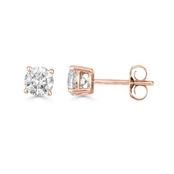14K Rose Gold 2 Carat Round Created Diamond Solitaire Stud Earrings Jewelry Plated by Paris Jewelry