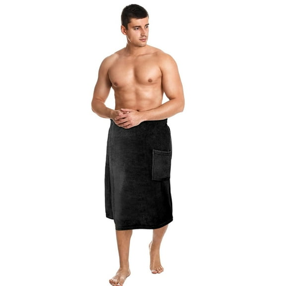 Lsupdaol 1 Pcs Men's Bath Wrap Towel X-Large Shower Adjustable Terry Body Spa Towel with Pocket After Shower Wrap for Men Gift Spa College Bath Dorm Room Gym