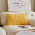 thumbnail image 2 of Holzlrgus Pack of 2, Velvet Pillow Covers Striped Throw Cushion Case Set Accent Corduroy Lumbar Pillowcases with Hidden Zipper for Home Decor Indoor Outdoor (12"x20", Yellow), 2 of 6