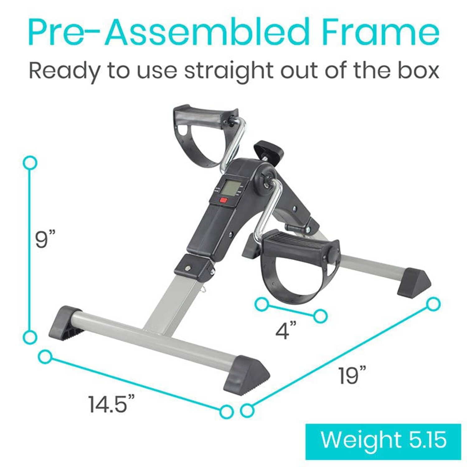 Vive Folding Pedal Exerciser – Mini Under-Desk Exercise Bike, Portable Peddler Machine