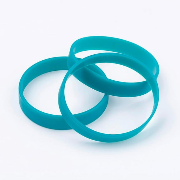 Silicone Wristbands Bracelets Cord Bracelets Dark Turquoise 2-1/2 inch(63mm) 12x2mm