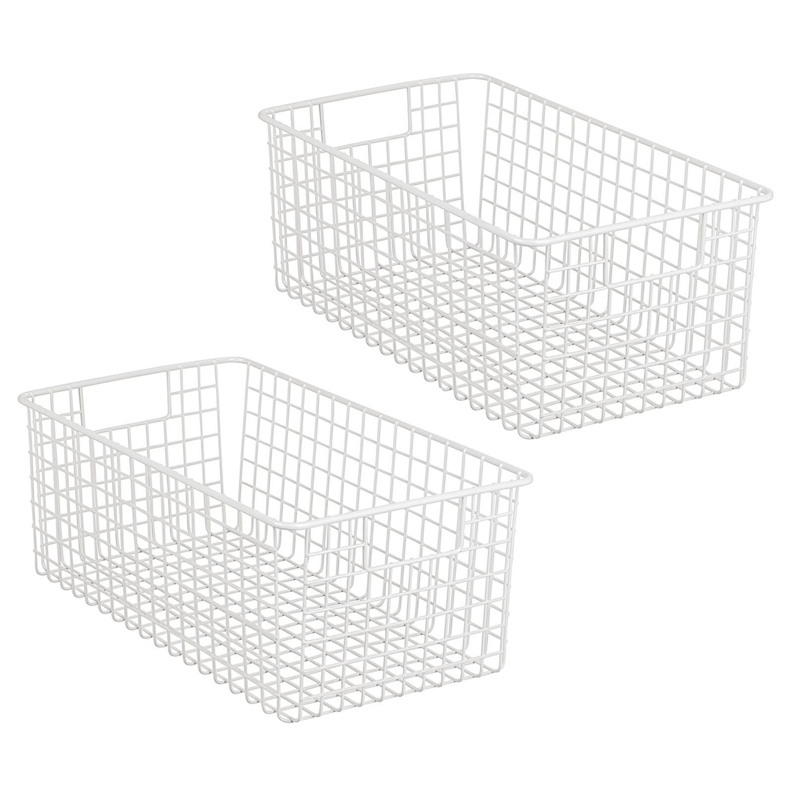 mDesign Metal Wire Food Storage Basket Organizer with Handles for