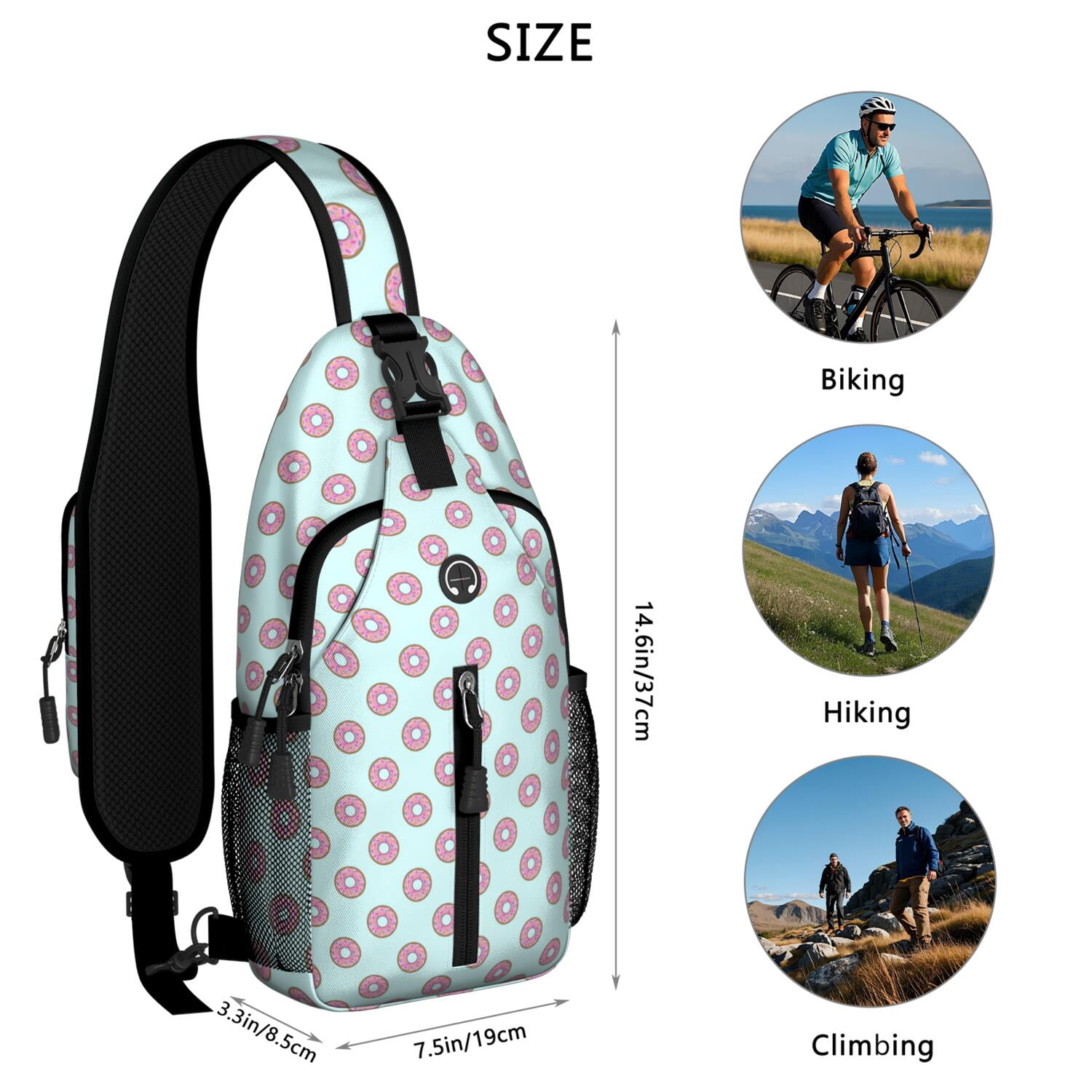 Kawaii Llama and Alpaca Cartoon Print Sling Backpack – Durable, Water-resistant, Ergonomic Fit – Funny and Adorable Pattern