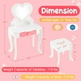 thumbnail image 3 of Costway Kids Vanity Set Makeup Table Chair Set Heart-shaped Mirror Accessories Included, 3 of 10