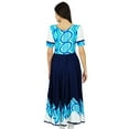 thumbnail image 4 of Bimba Designer Blue Printed Rayon Kurta Flaired Kurti Chic Dress, 4 of 7