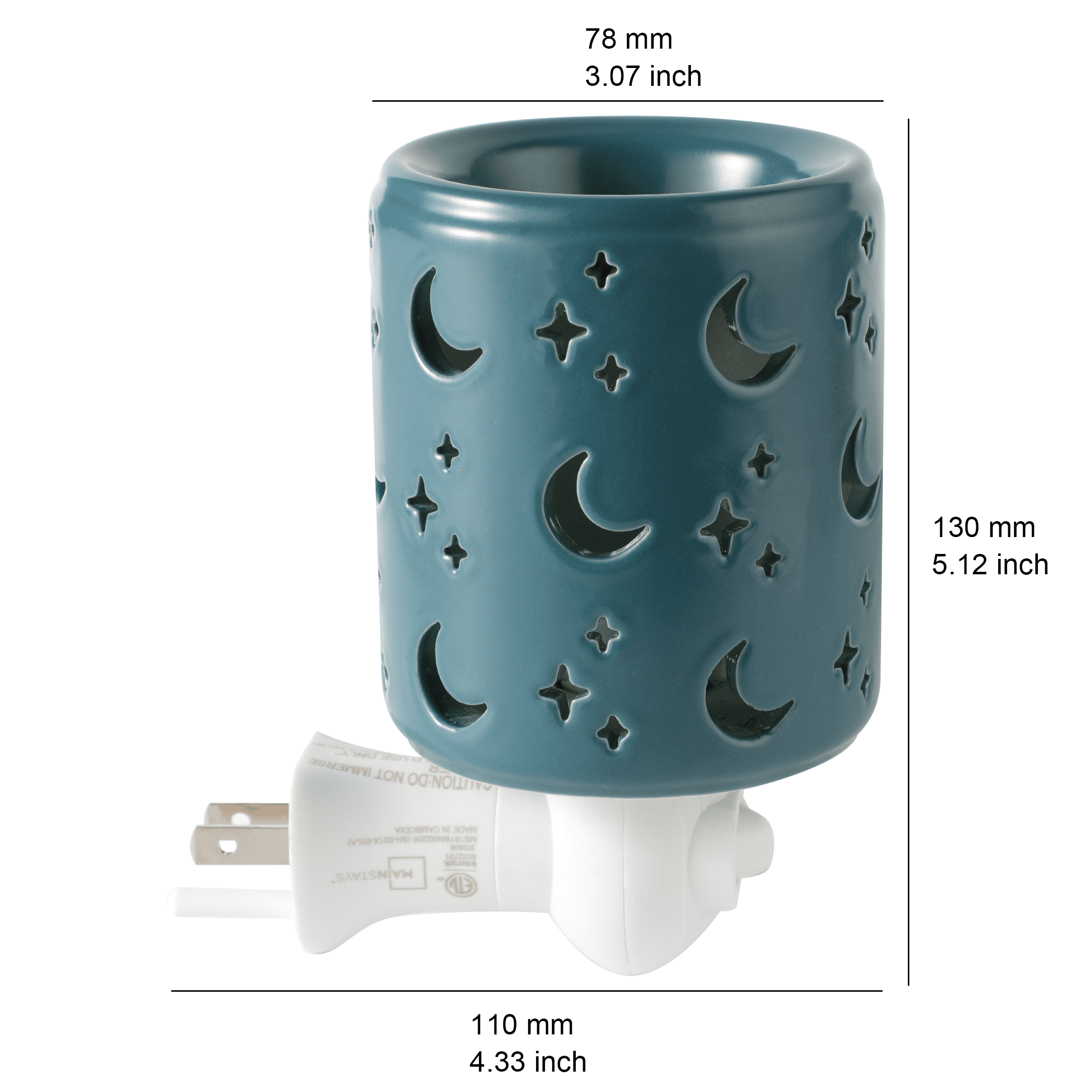 Mainstays Plug-in Wax Melt Warmer with LED Light, Moon & Stars