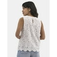 thumbnail image 3 of Time and Tru Women's Eyelet Embroidery Top, Sizes XS-XXXL, 3 of 4