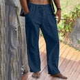 thumbnail image 2 of Pantalones Casuales de Color Sólido de Verano de Moda Mezcla de Lino de Poliéster para Hombres, 2 of 9