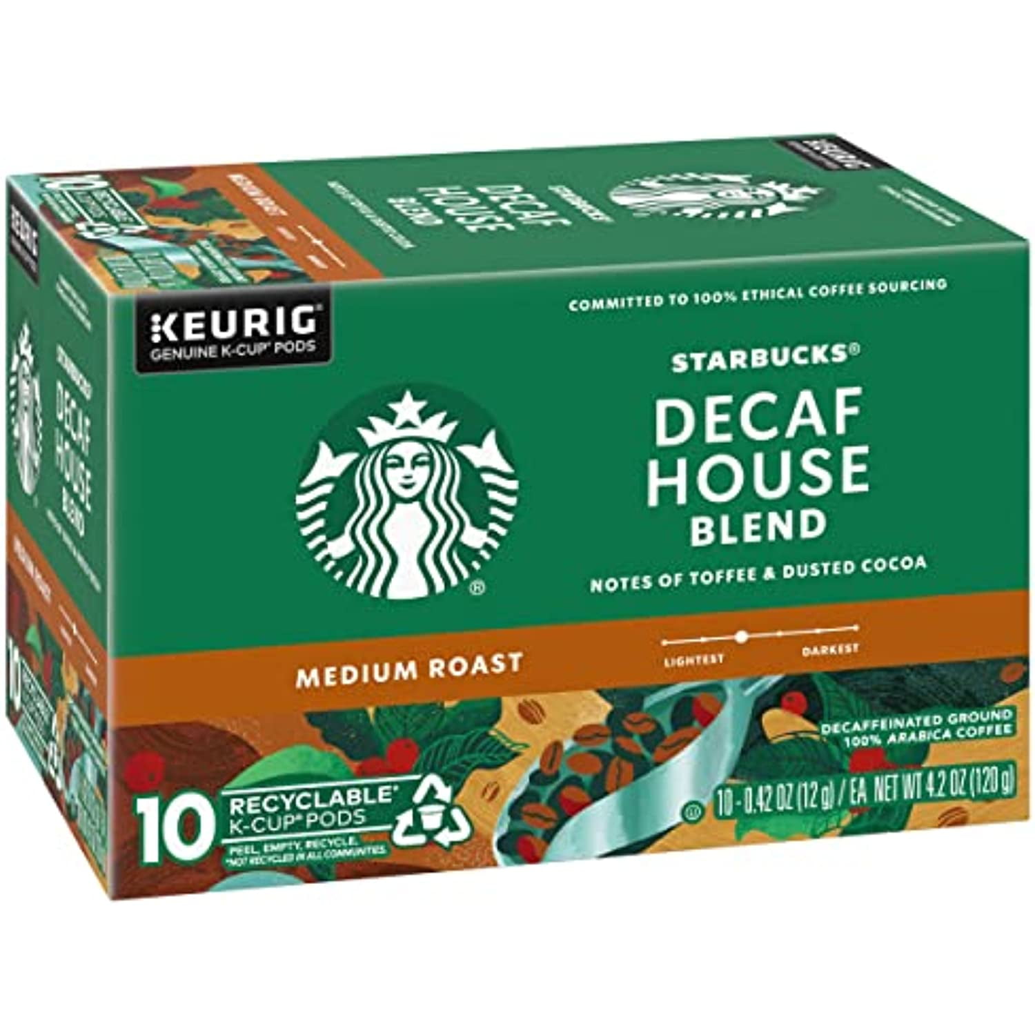 Starbucks Coffee Starbucks Decaf House Blend Coffee K-Cup Pods, Medium Roast Decaffeinated Ground Coffee K-Cups For Keurig Brewing System, 10 Ct K-Cups/Box (Pack Of 2 Boxes) 10 Count (Pack Of 1)