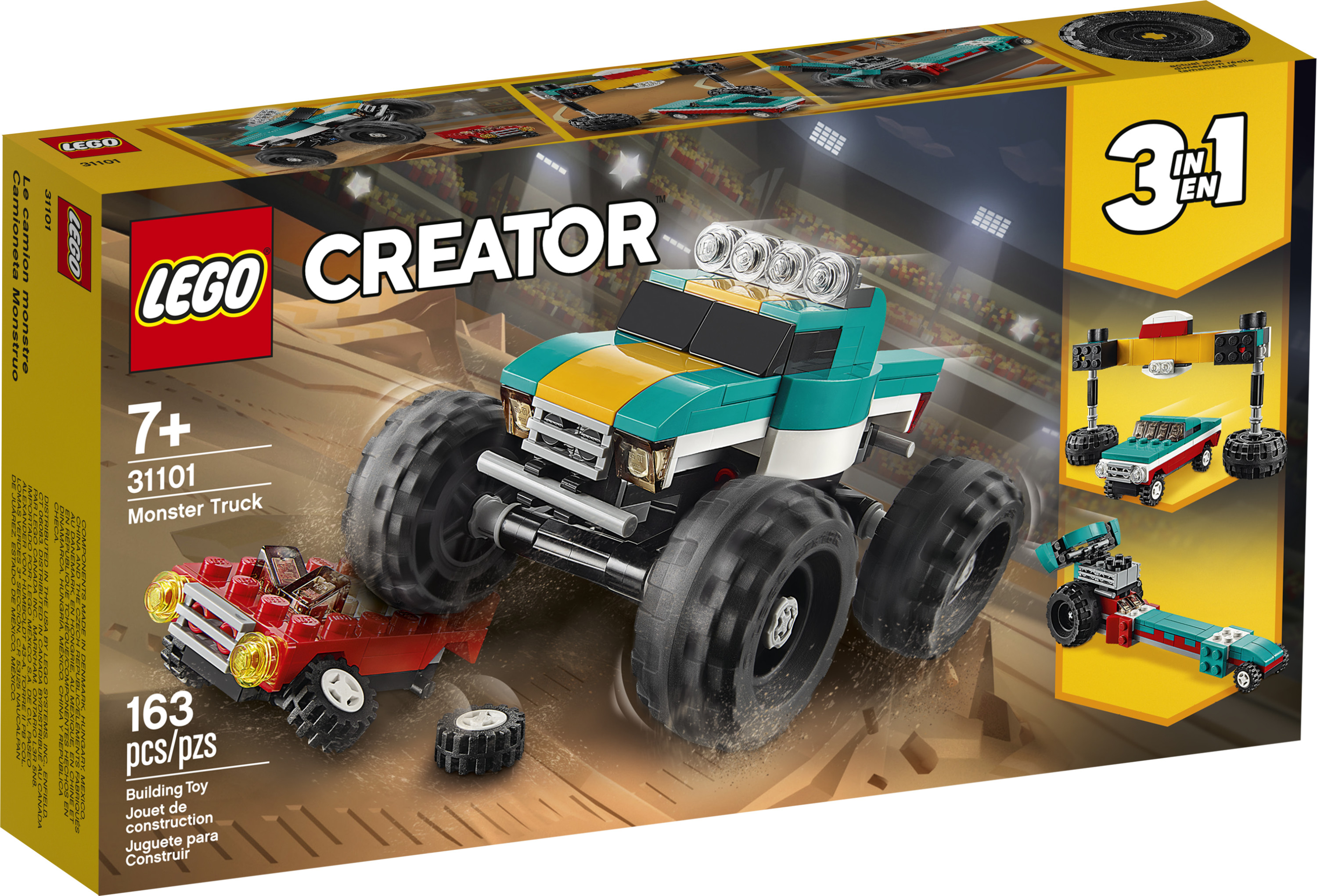 LEGO Creator 3in1 Monster Truck Toy 31101 Cool Building Kit for Kids (163 Pieces) - image 4 of 11