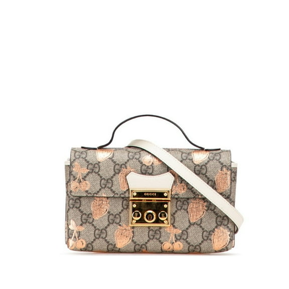 Pre-Owned Gucci GG Supreme Padlock Berry Print Mini Shoulder/Handbag 2-Way 652683... (Good)
