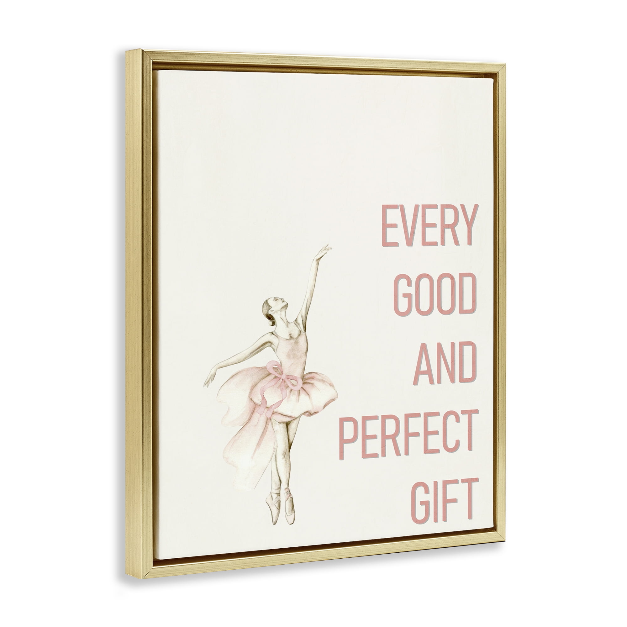 Good & Perfect Gift Ballerina Gold Framed Floater Canvas Wall Art, design by Kim Allen