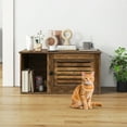 thumbnail image 4 of Gymax Cat Litter Box Enclosure w/ Winding Entry Louvered Door Wooden Pet Side Table, 4 of 10