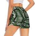 thumbnail image 2 of Uemuo Green Snakeskin Pattern Women's Athletic Shorts High Waisted Running Shorts with Liner Pockets Gym Elastic Workout Shorts-, 2 of 9