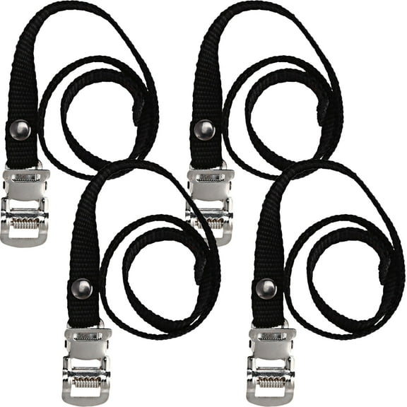 Tineasur Black Pedal Straps Adjustable Aluminium Alloy 4Pcs