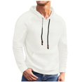 thumbnail image 2 of Men's Casual Jacquard Plaid Hooded Sweatshirt, Lightweight Pullover Shirt with Large Front Pockets, Long Sleeve Fall Spring Basic Layering Piece,White,2XL, 2 of 6