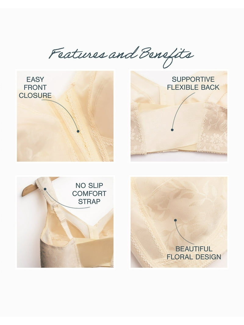 Playtex Women's 18 Hour Front-Close Wirefree Bra with Flex Back