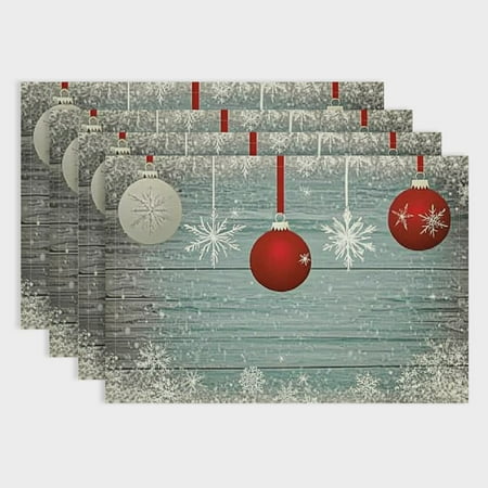 

Orinice Christmas Place Mats Set of 4 Watercolor Christmas Theme Fir Trees Abstract Silhouettes Illustration Washable Placemats for Dining Table 18x12in